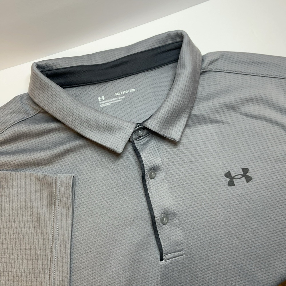 Under Armour Polo Shirt Mens 3XL Performance Loose Fit Golf Gray Athleisure